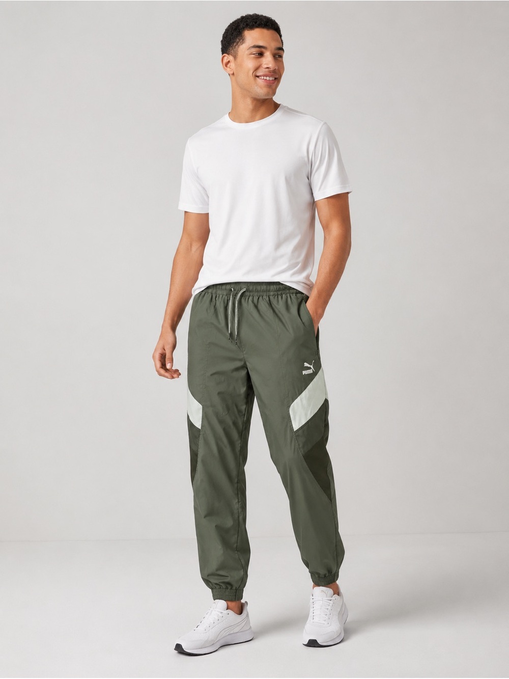 Puma Olive Green Track Joggers Men’s Lightweight Windbreaker Athletic Pants